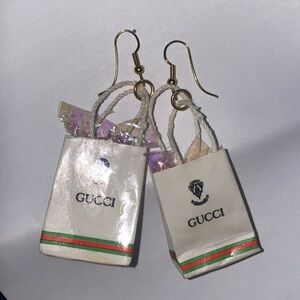 Vintage RARE Gucci Miniature “Gift Bag” Gold-Tone Hardware Earrings NOT HOMEMADE